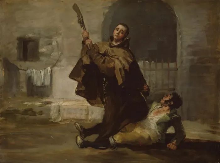 Framed Print : Friar Pedro Clubs El Maragato with the Butt of the Gun, c. 1806. Creator: Francisco Goya Framed Print : Friar Pedro Clubs El Maragato with the Butt of the Gun, c. 1806. Creator: Francisco Goya