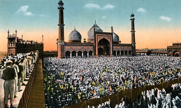 Friday prayers, Jama Masjid, Delhi, India, early 20th century