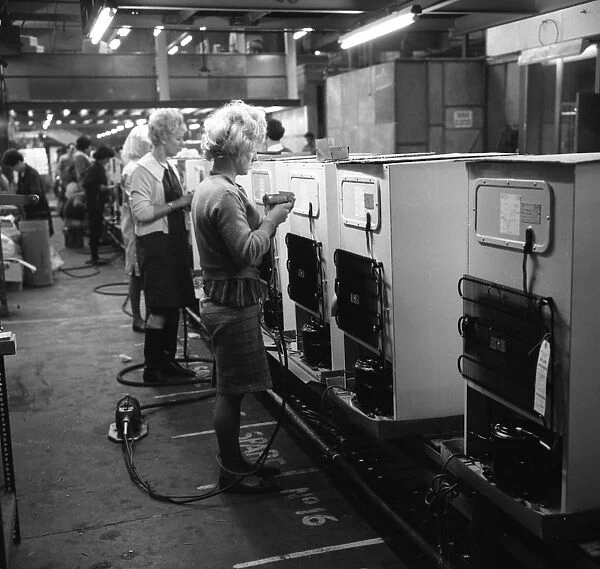 Fridge assembly line at the General Electric Company, Swinton, South Yorkshire, 1964