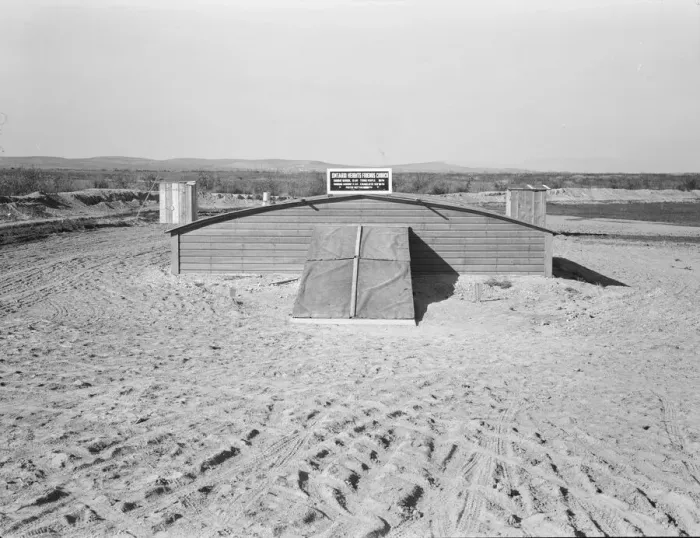 Framed Print : Friends basement church built May, 1939, Dead Ox Flat, Malheur County, Oregon, 1939. Creator: Dorothea Lange Framed Print : Friends basement church built May, 1939, Dead Ox Flat, Malheur County, Oregon, 1939. Creator: Dorothea Lange