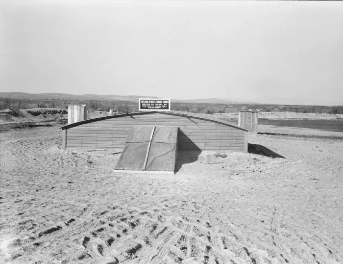 Framed Print : Friends basement church built May, 1939, Dead Ox Flat, Malheur County, Oregon, 1939. Creator: Dorothea Lange Framed Print : Friends basement church built May, 1939, Dead Ox Flat, Malheur County, Oregon, 1939. Creator: Dorothea Lange