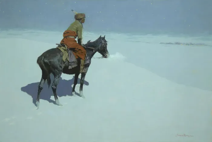 Framed Print : Friends Or Foes? (The Scout), 1902-05. Creator: Frederic Remington Framed Print : Friends Or Foes? (The Scout), 1902-05. Creator: Frederic Remington