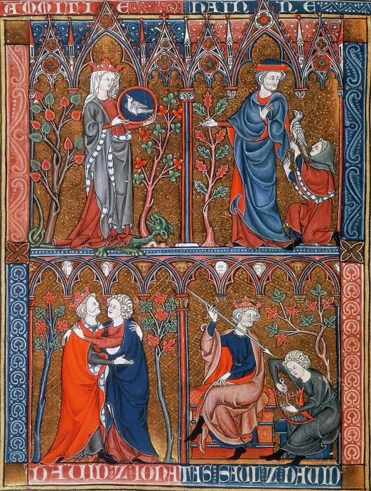 Framed Print : Friendship and Hatred; Jonathan, David and Saul, c1290-c1300. Creator: Unknown Framed Print : Friendship and Hatred; Jonathan, David and Saul, c1290-c1300. Creator: Unknown