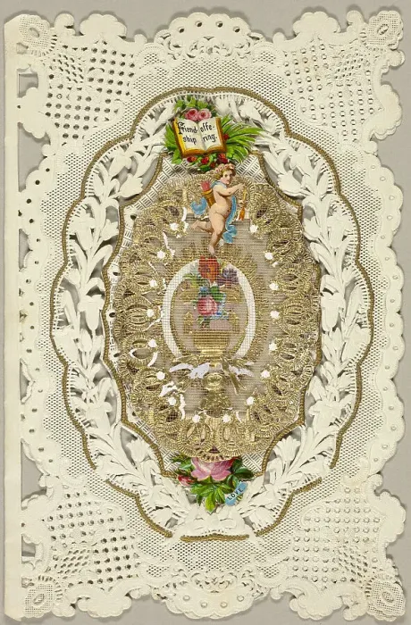 Framed Print : Friendship Offering (valentine), c.1850. Creator: Unknown Framed Print : Friendship Offering (valentine), c.1850. Creator: Unknown