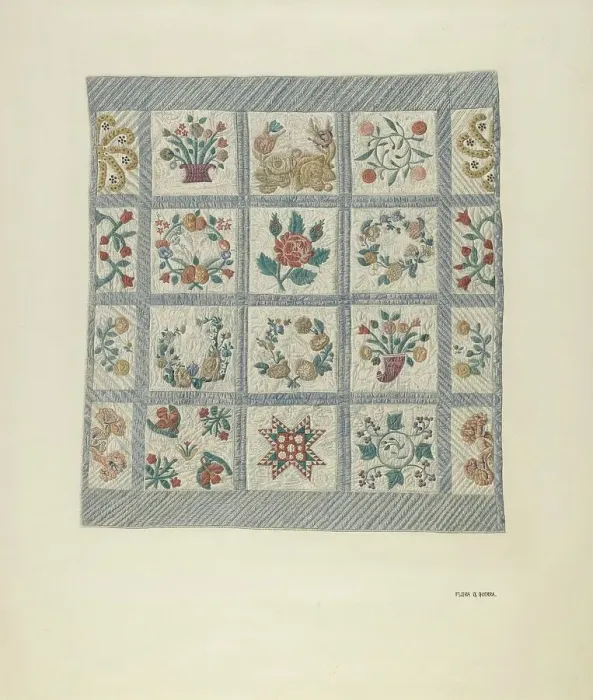 Framed Print : Friendship Quilt, 1935 / 1942. Creator: Flora G. Guerra Framed Print : Friendship Quilt, 1935 / 1942. Creator: Flora G. Guerra