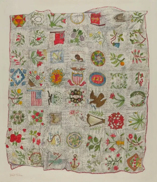 Framed Print : Friendship Quilt, c. 1937. Creator: Florence Truelson Framed Print : Friendship Quilt, c. 1937. Creator: Florence Truelson