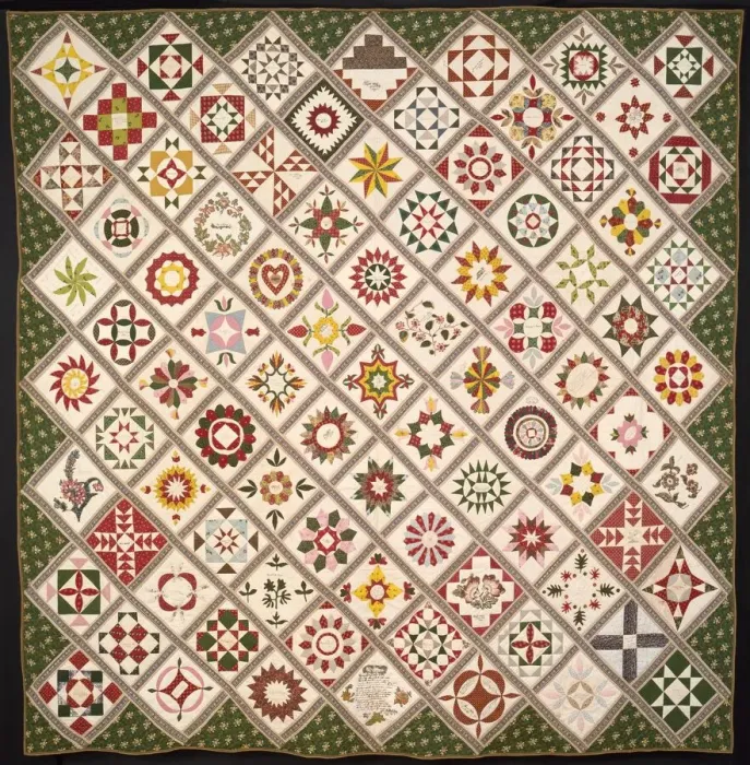 Framed Print : Friendship Quilt, New Jersey, 1842. Creator: Unknown Framed Print : Friendship Quilt, New Jersey, 1842. Creator: Unknown