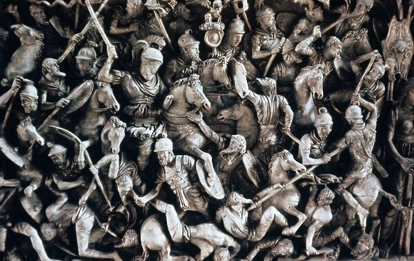 Frieze of Roman soldiers fighting Germanic tribesmen, 1st century