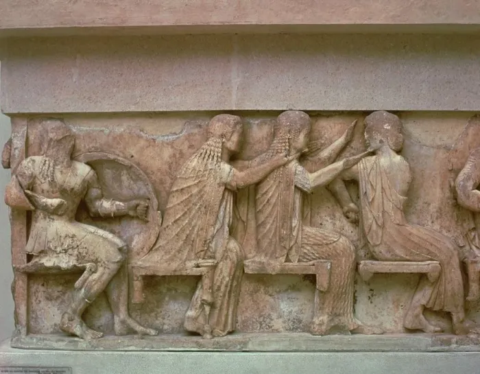 Framed Print : Detail of a frieze on the Treasury of the Siphnians, 6th century BC Framed Print : Detail of a frieze on the Treasury of the Siphnians, 6th century BC