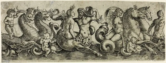 Framed Print : Frieze with Tritons and Nymphs, 1515 / 20. Creator: Girolamo Mocetto Framed Print : Frieze with Tritons and Nymphs, 1515 / 20. Creator: Girolamo Mocetto