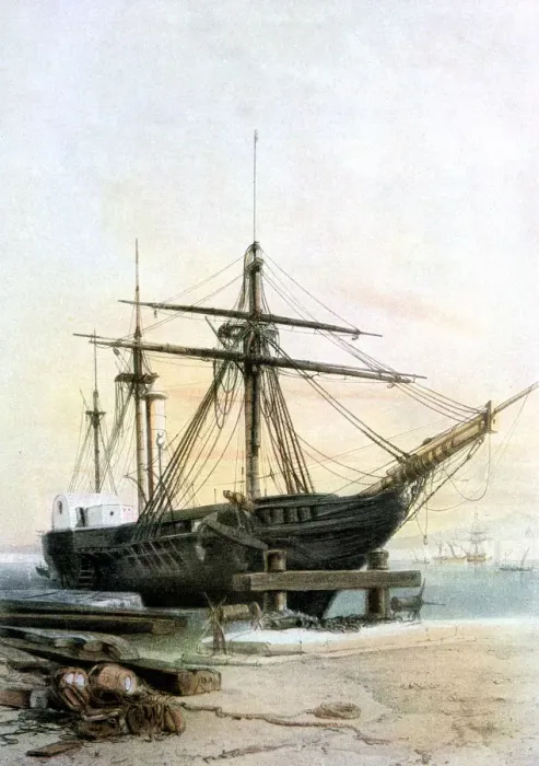 Framed Print : Frigate, 19th century. Artist: L Sabatier & Lauvergne Framed Print : Frigate, 19th century. Artist: L Sabatier & Lauvergne