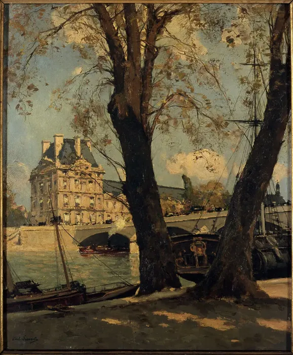Framed Print : Frigate at Pont Royal, before 1883. Creator: Paul Lecomte Framed Print : Frigate at Pont Royal, before 1883. Creator: Paul Lecomte