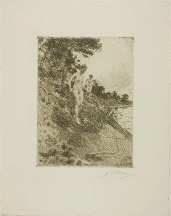 Framed Print : Frightened, 1912. Creator: Anders Leonard Zorn Framed Print : Frightened, 1912. Creator: Anders Leonard Zorn