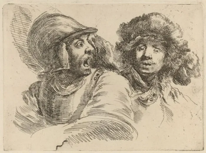 Framed Print : Frightened Soldier and Man with Fur Cap. Creator: Stefano della Bella Framed Print : Frightened Soldier and Man with Fur Cap. Creator: Stefano della Bella