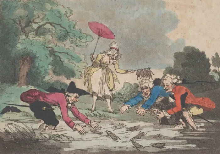 Framed Print : Frog Hunting, April 20, 1790. April 20, 1790. Creator: Thomas Rowlandson Framed Print : Frog Hunting, April 20, 1790. April 20, 1790. Creator: Thomas Rowlandson