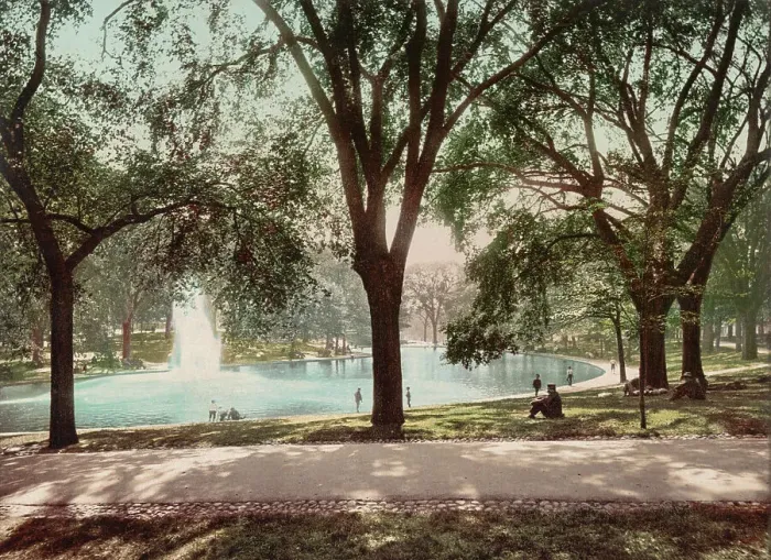 Framed Print : The Frog Pond, Boston Common, c1899. Creator: Unknown Framed Print : The Frog Pond, Boston Common, c1899. Creator: Unknown