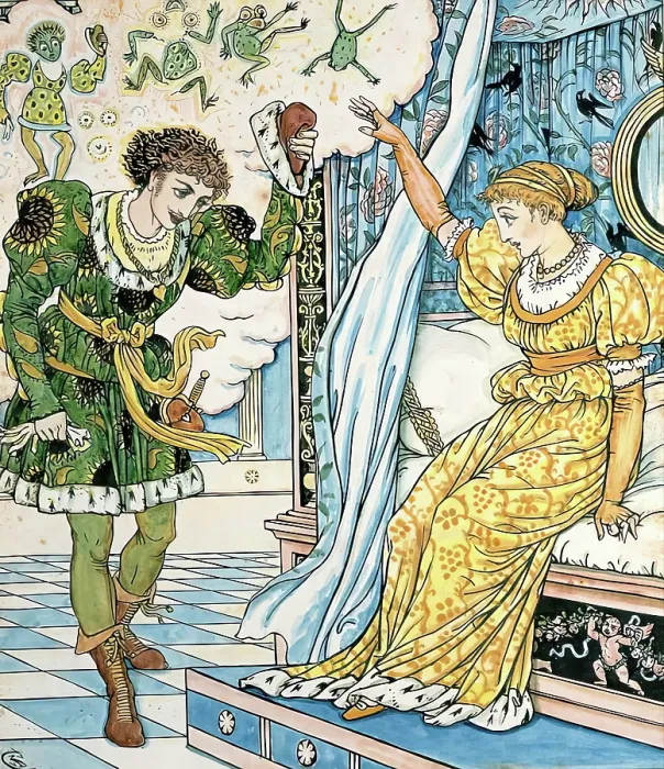 Framed Print : The Frog turns into a Prince - Illustration for The Frog Prince, c1874 Framed Print : The Frog turns into a Prince - Illustration for The Frog Prince, c1874