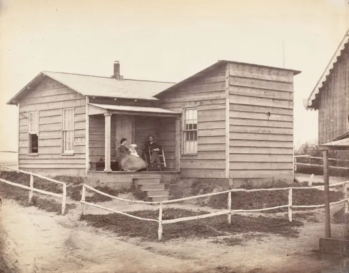 Framed Print : A Frontier Home, 1860s-70s. Creator: Unknown Framed Print : A Frontier Home, 1860s-70s. Creator: Unknown