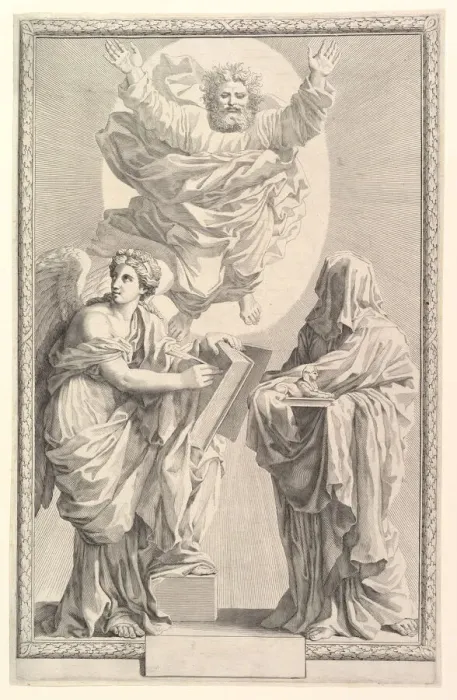 Framed Print : Frontispiece to the Bible, 1642. Creator: Claude Mellan Framed Print : Frontispiece to the Bible, 1642. Creator: Claude Mellan