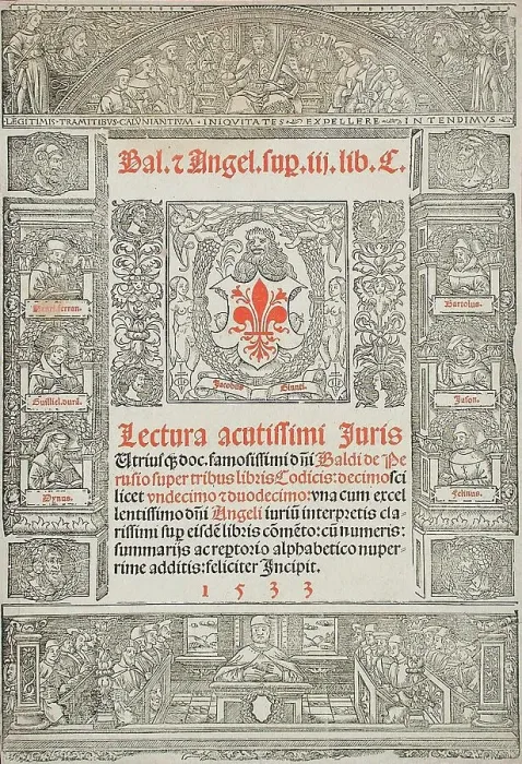 Framed Print : Frontispiece to a Book about the Law, 1533. Creator: Unknown