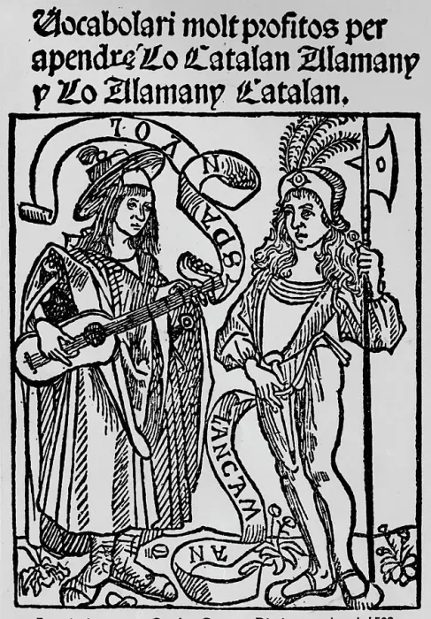 Framed Print : Frontispiece to a Catalan-German Dictionary dated 1502, (1934) Framed Print : Frontispiece to a Catalan-German Dictionary dated 1502, (1934)