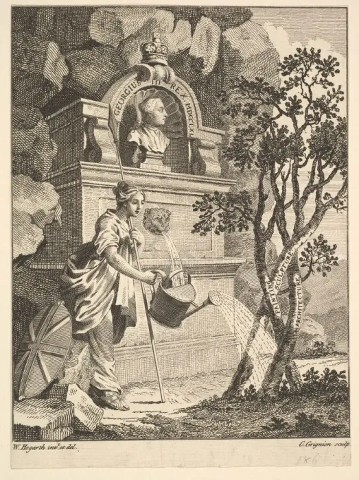 Framed Print : Frontispiece to the Catalogue of Pictures Exhibited in Spring Garden, May 7, 1761