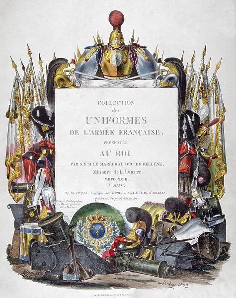 Frontispiece of Collection des Uniformes de L'Armee Francaise presentee au Roi, 1823. Artist: Charles Etienne Pierre Motte