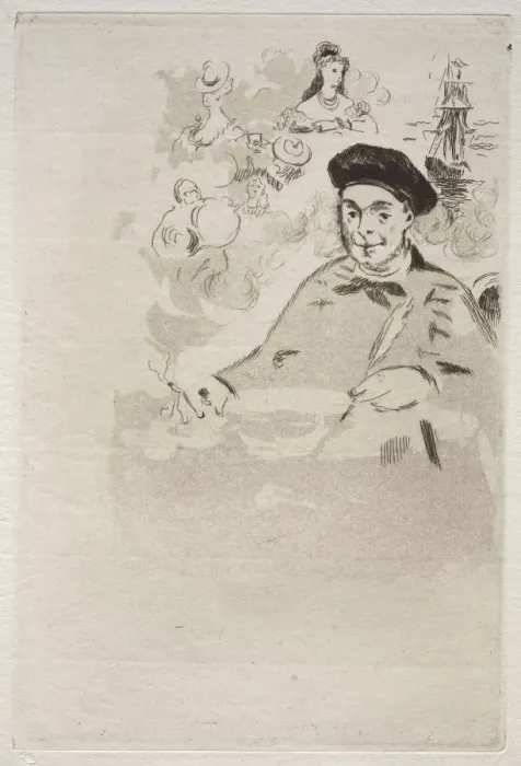 Framed Print : Frontispiece for an edition of Les Ballades by Theodore de Banville. Creator: Edouard Manet Framed Print : Frontispiece for an edition of Les Ballades by Theodore de Banville. Creator: Edouard Manet