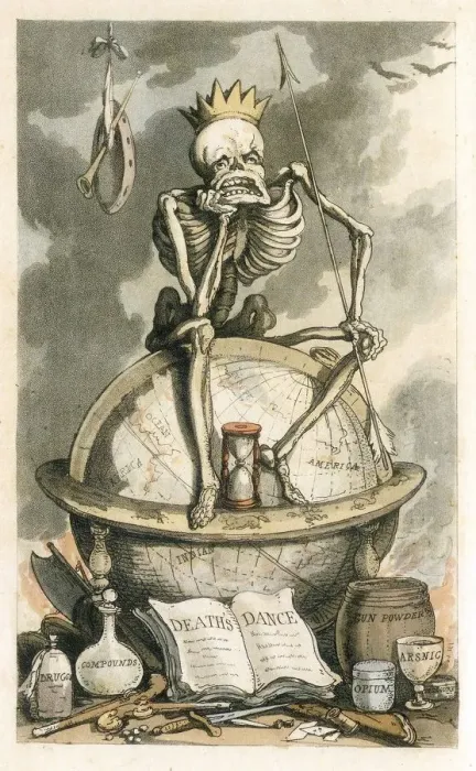 Framed Print : Frontispiece from The English Dance of Death, pub. 1815 (coloured engraving), 1815 Framed Print : Frontispiece from The English Dance of Death, pub. 1815 (coloured engraving), 1815
