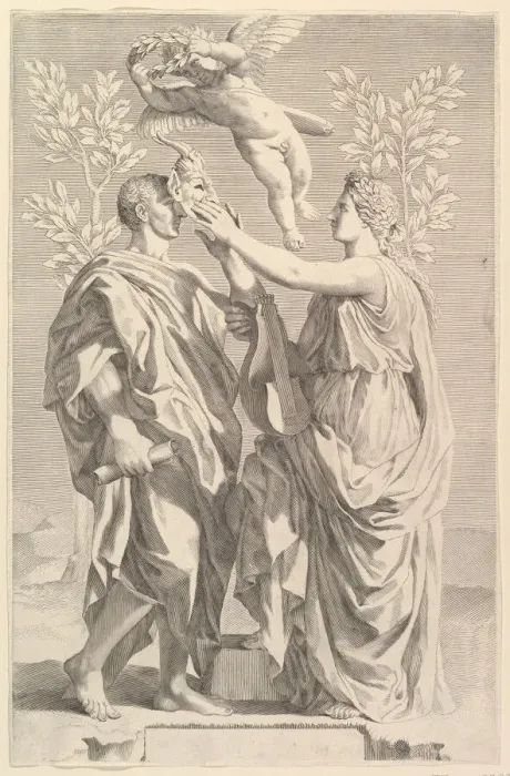 Framed Print : Frontispiece: Horace, Quinti Horatii Flacci Opera, 1642. Creator: Claude Mellan Framed Print : Frontispiece: Horace, Quinti Horatii Flacci Opera, 1642. Creator: Claude Mellan