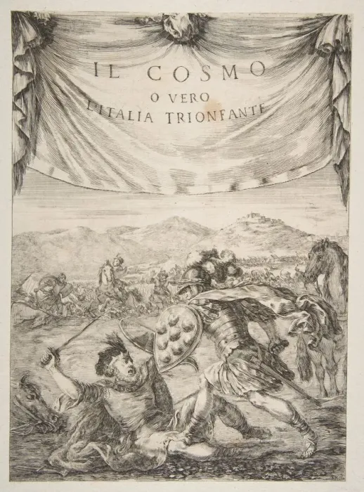 Framed Print : Frontispiece for Il Cosmo, 1650. Creator: Stefano della Bella Framed Print : Frontispiece for Il Cosmo, 1650. Creator: Stefano della Bella