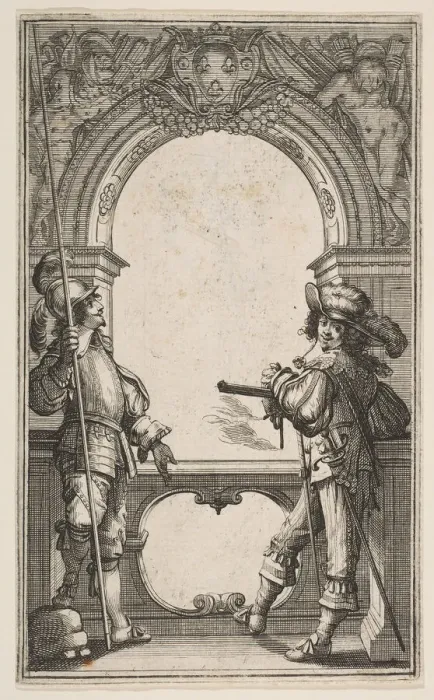 Framed Print : Frontispiece to Les Gardes Francaises, 1632. Creator: Abraham Bosse Framed Print : Frontispiece to Les Gardes Francaises, 1632. Creator: Abraham Bosse