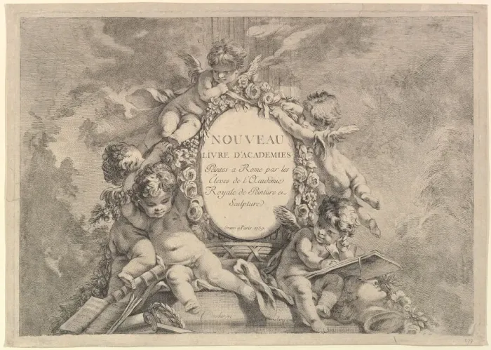 Framed Print : Frontispiece, from Nouveau Livre d Academies Peintes a Rome par les Eleves de l Acadé Framed Print : Frontispiece, from Nouveau Livre d Academies Peintes a Rome par les Eleves de l Acadé