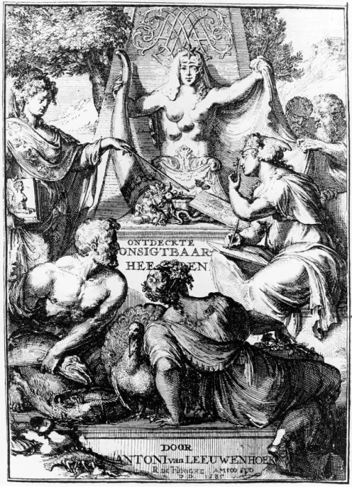 Framed Print : Frontispiece of Ontledigen en Ondekkigen... Brieven by Anton van Leeuwenhoek, 1686 Framed Print : Frontispiece of Ontledigen en Ondekkigen... Brieven by Anton van Leeuwenhoek, 1686