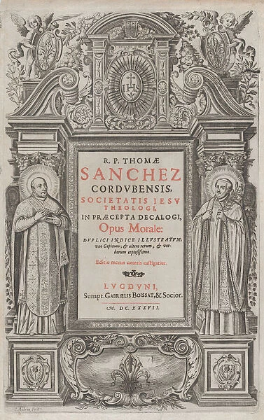 Frontispiece for Opus morale in praecepta Decalogi, 1637. Creator: Charles Audran