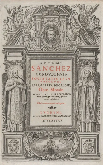 Framed Print : Frontispiece for Opus morale in praecepta Decalogi, 1637. Creator: Charles Audran Framed Print : Frontispiece for Opus morale in praecepta Decalogi, 1637. Creator: Charles Audran
