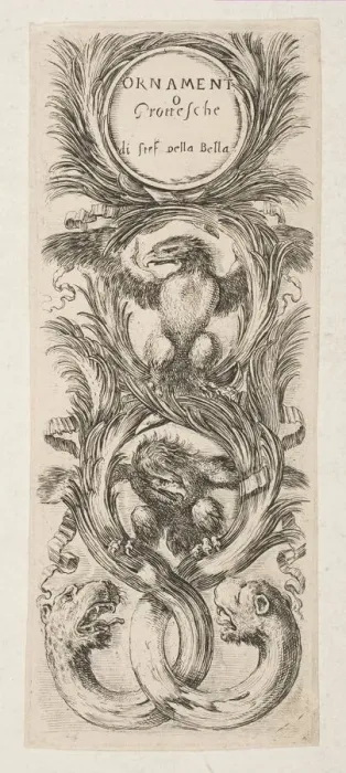 Framed Print : Frontispiece: Ornamenti o Grottesche, ca. 1653. Creator: Stefano della Bella Framed Print : Frontispiece: Ornamenti o Grottesche, ca. 1653. Creator: Stefano della Bella