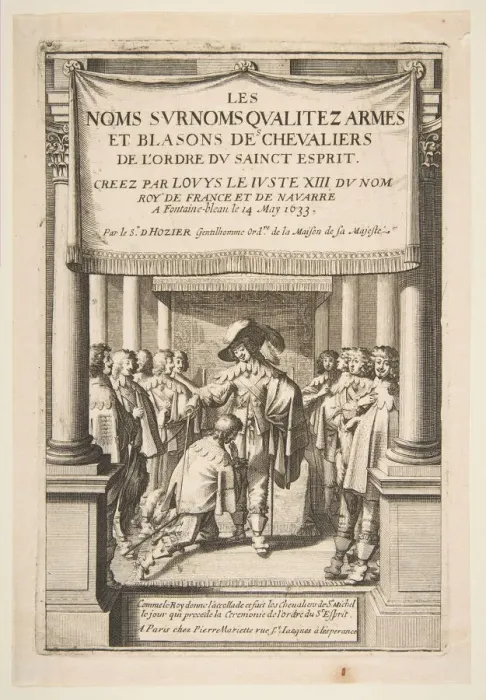Framed Print : Frontispiece to Pierre d Hoziers Les noms surnoms qualitez armes et blasons des Framed Print : Frontispiece to Pierre d Hoziers Les noms surnoms qualitez armes et blasons des