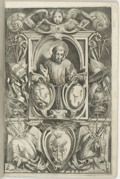 Framed Print : Frontispiece with Portrait of Saint Francis, 1612. Creator: Jacopo Ligozzi Framed Print : Frontispiece with Portrait of Saint Francis, 1612. Creator: Jacopo Ligozzi