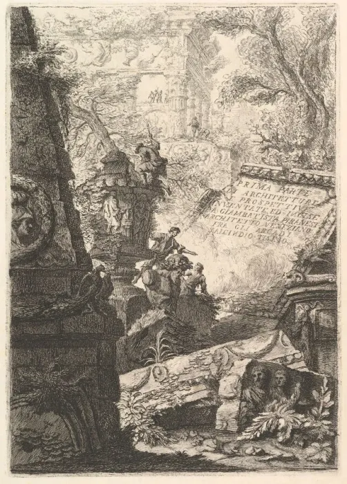 Framed Print : Frontispiece: Prima Parte di Architetture, e Prospettive, Rome, ca. 1750