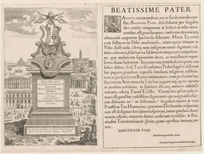 Framed Print : Frontispiece from Prospectus Locurum Urbis Romae Insign[ium], 1666. Creator