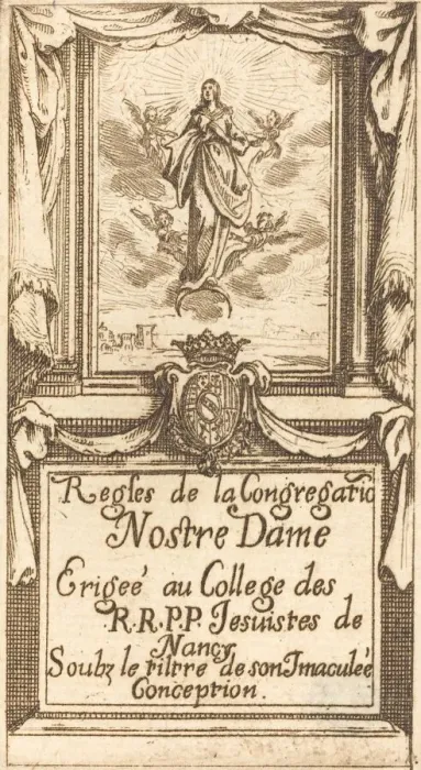 Framed Print : Frontispiece for The Rules of the Order of Our Lady. Creator: Jacques Callot Framed Print : Frontispiece for The Rules of the Order of Our Lady. Creator: Jacques Callot
