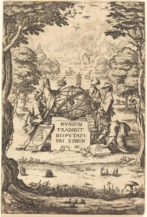 Framed Print : Frontispiece for the Sacred Cosmologia (Title with Astrologers). Creator: Jacques Callot Framed Print : Frontispiece for the Sacred Cosmologia (Title with Astrologers). Creator: Jacques Callot
