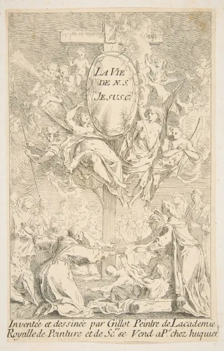Framed Print : Frontispiece to the series The Life of Christ. n. d. Creators: Claude Gillot Framed Print : Frontispiece to the series The Life of Christ. n. d. Creators: Claude Gillot