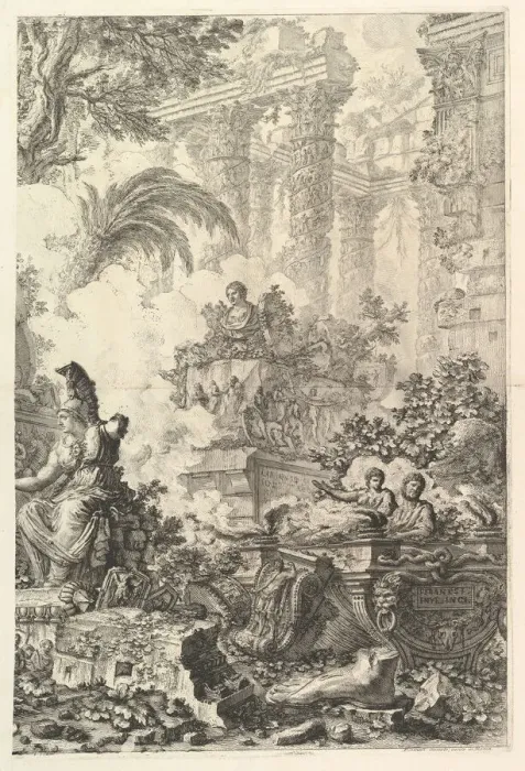 Framed Print : Frontispiece, with Statue of Minerva, ca. 1748. Creator: Giovanni Battista Piranesi Framed Print : Frontispiece, with Statue of Minerva, ca. 1748. Creator: Giovanni Battista Piranesi