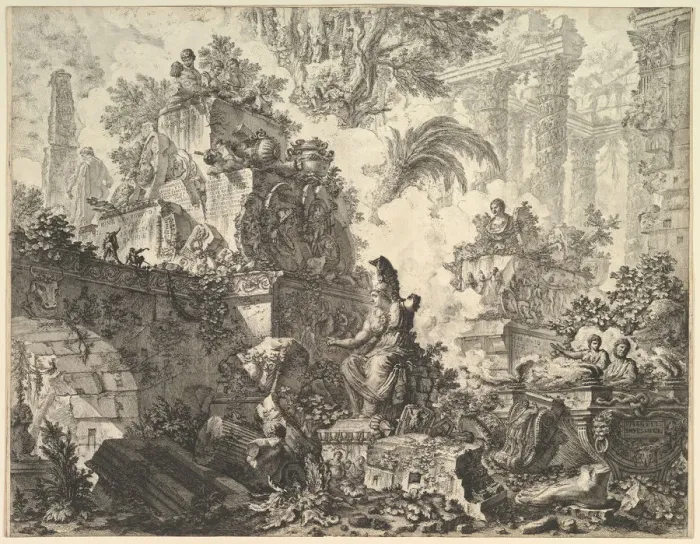 Framed Print : Frontispiece, with Statue of Minerva, ca. 1748. Creator: Giovanni Battista Piranesi Framed Print : Frontispiece, with Statue of Minerva, ca. 1748. Creator: Giovanni Battista Piranesi