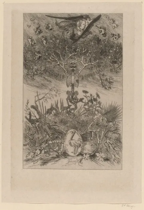 Framed Print : Frontispiece: The Waifs (Les Epaves), 1868. Creator: Felicien Rops Framed Print : Frontispiece: The Waifs (Les Epaves), 1868. Creator: Felicien Rops