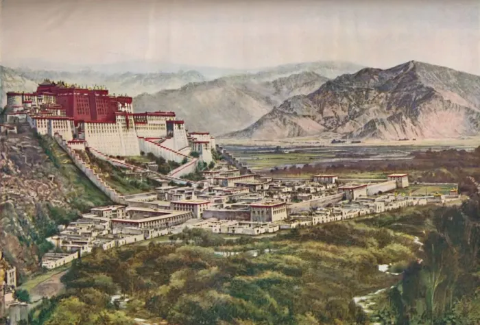 Framed Print : Frowning Cliffs of Lihasas Red-Walled Palace Set Perfectly On Its Hill, c1935 Framed Print : Frowning Cliffs of Lihasas Red-Walled Palace Set Perfectly On Its Hill, c1935