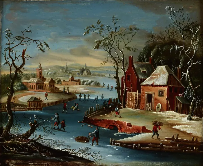 Framed Print : On a Frozen Canal, 1st half of 19th century. Creator: Unknown Framed Print : On a Frozen Canal, 1st half of 19th century. Creator: Unknown