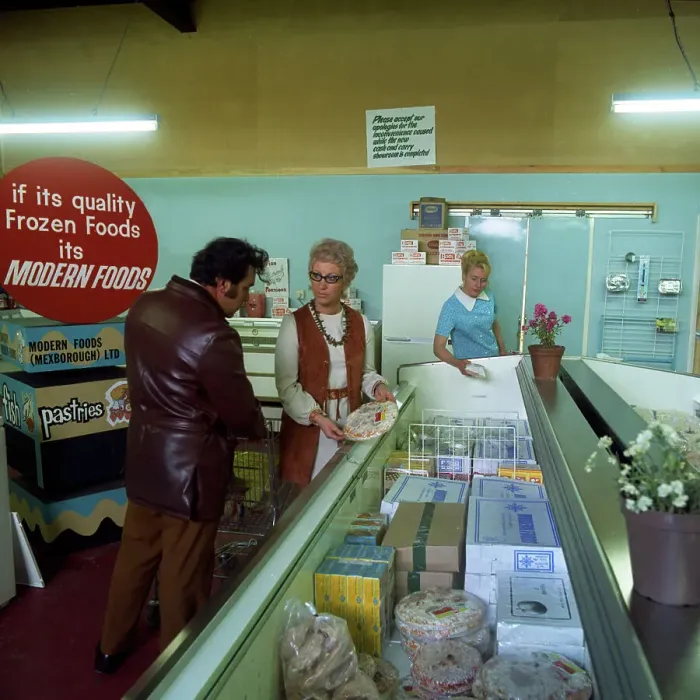 Framed Print : Frozen food shop, Mexborough, South Yorkshire, 1972. Artist: Michael Walters Framed Print : Frozen food shop, Mexborough, South Yorkshire, 1972. Artist: Michael Walters